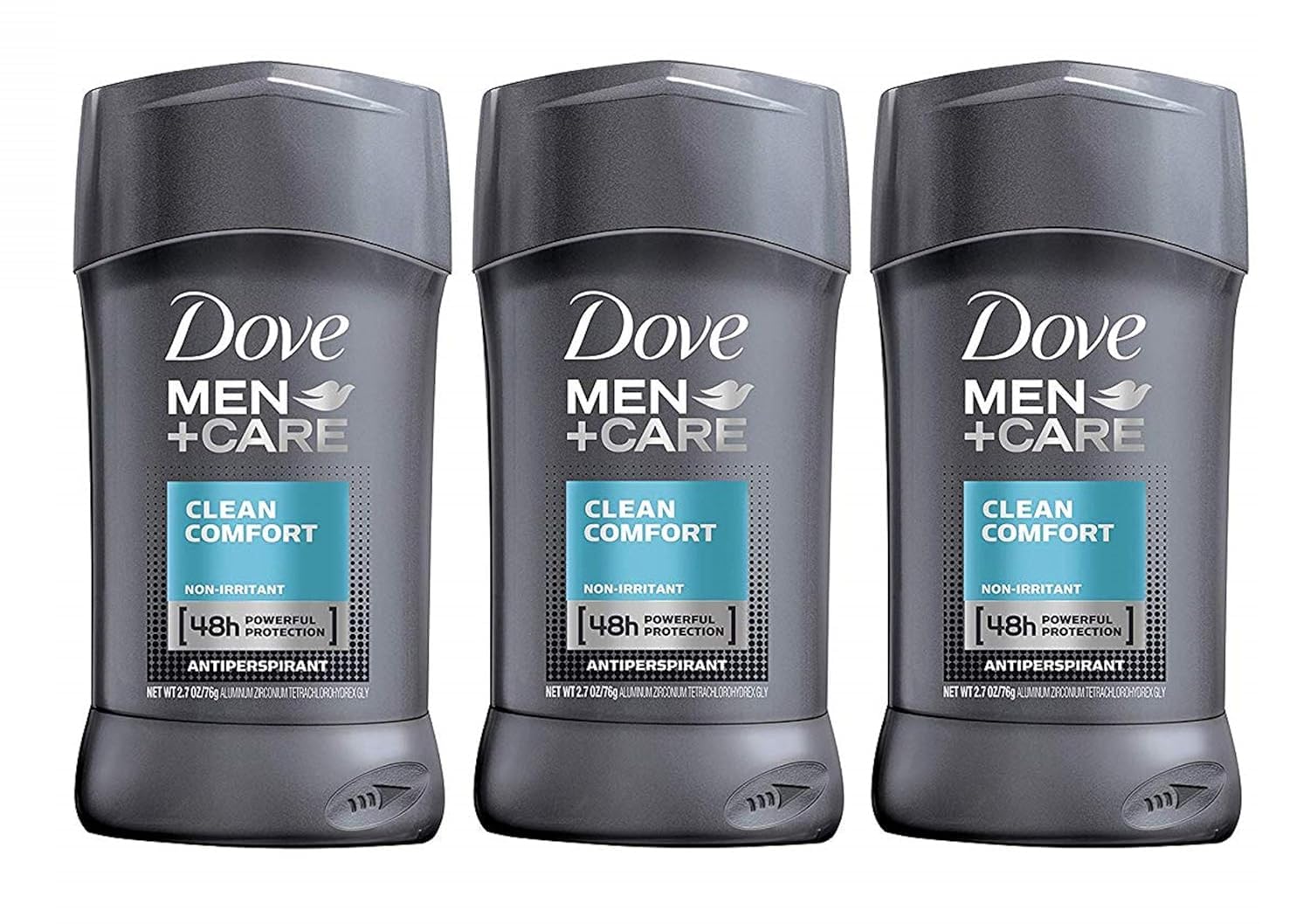 Dove Men Care Clean Comfort 3-pack antiperspirant sticks for continuous protection
