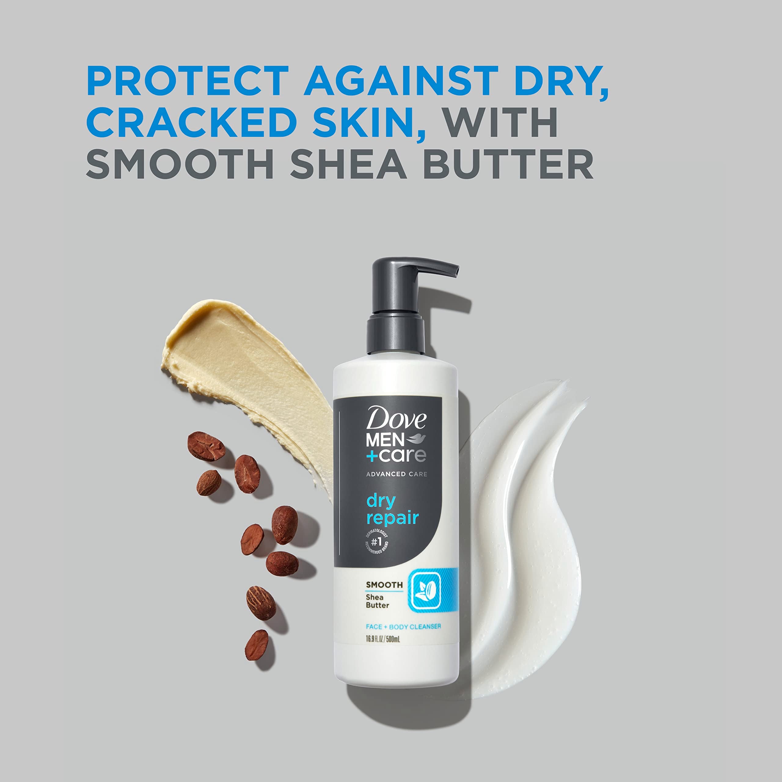 Aplicación en piel, Dove Men+Care Dry Repair, cuidado suave de la piel.