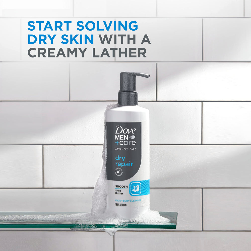 Dove Men+Care Dry Repair, textura cremosa que hidrata durante la ducha.