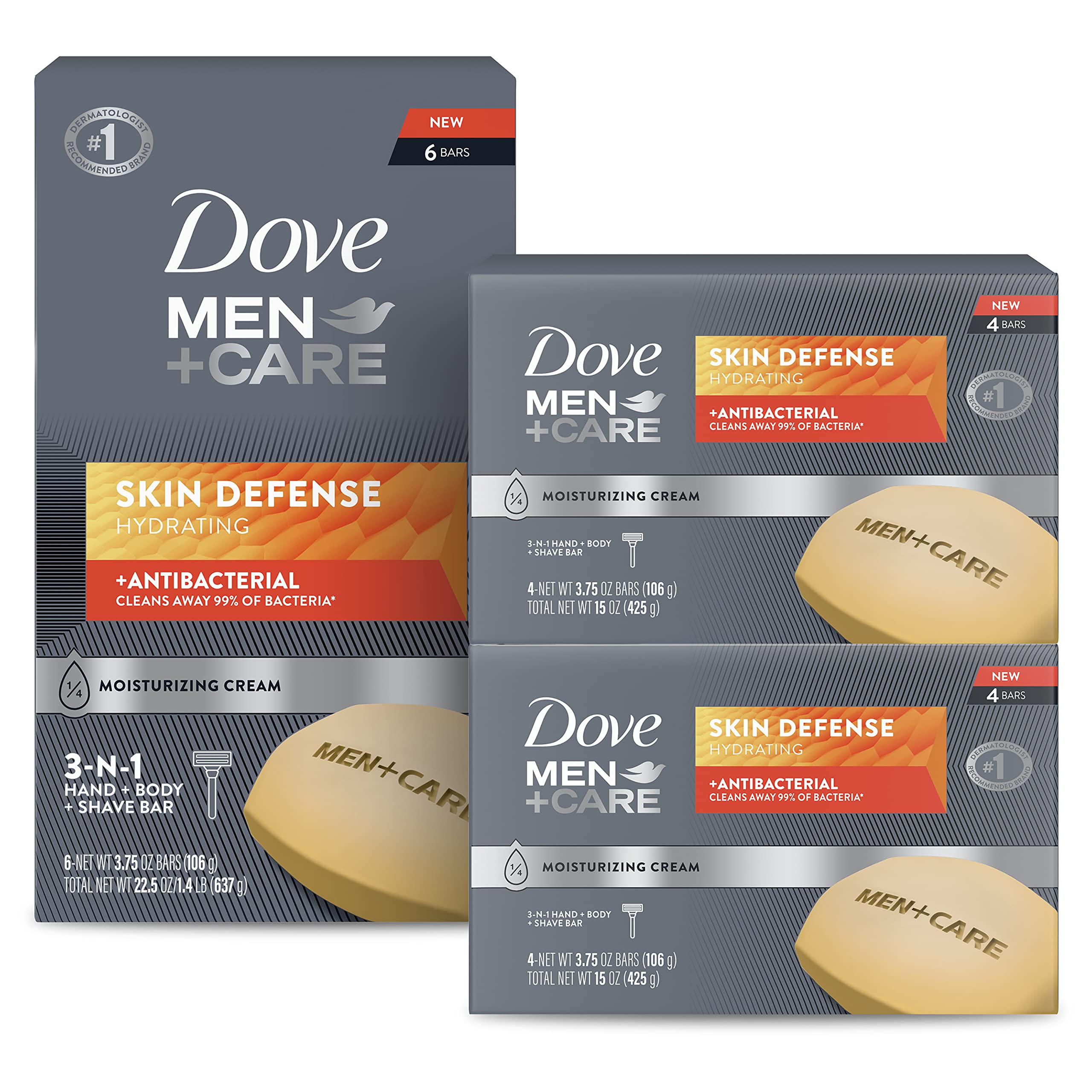 DOVE MEN + CARE Skin Defense: barra de jabón para piel suave y limpia tras la ducha
