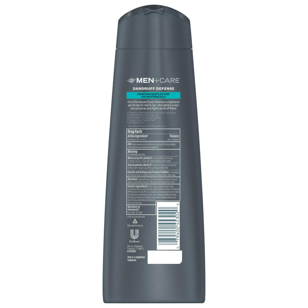Dove Men+Care Dermacare, uso diario, cafeína y zinc fortalecen el cabello.