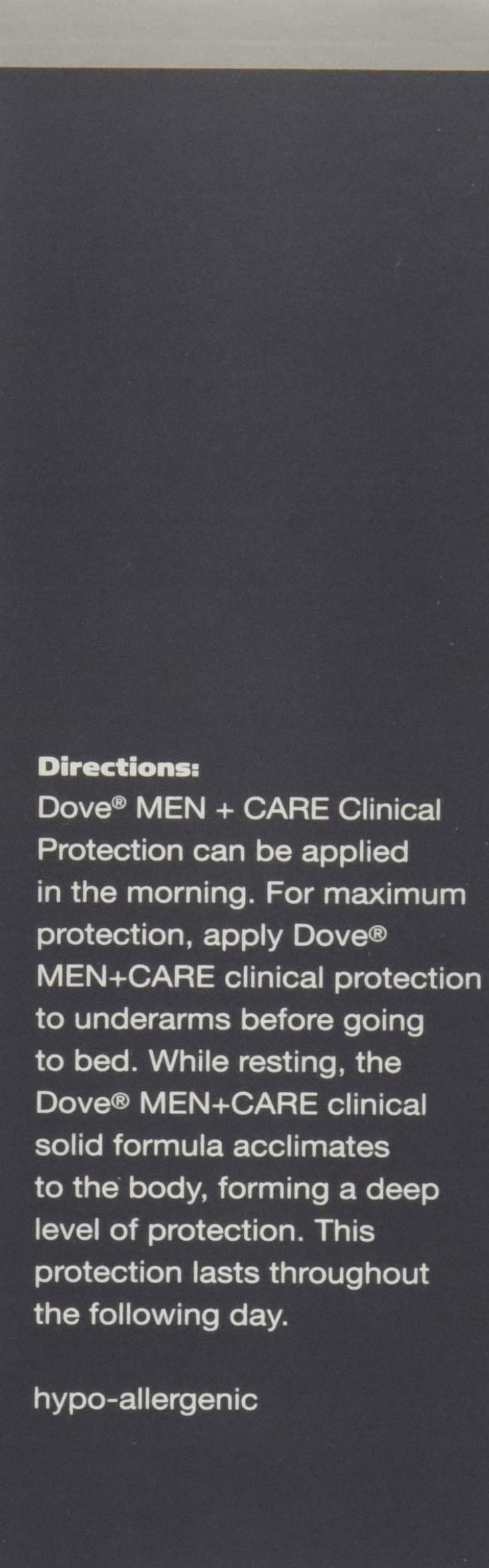 Dove Men+Care desodorante 96H aplicación suave en piel.