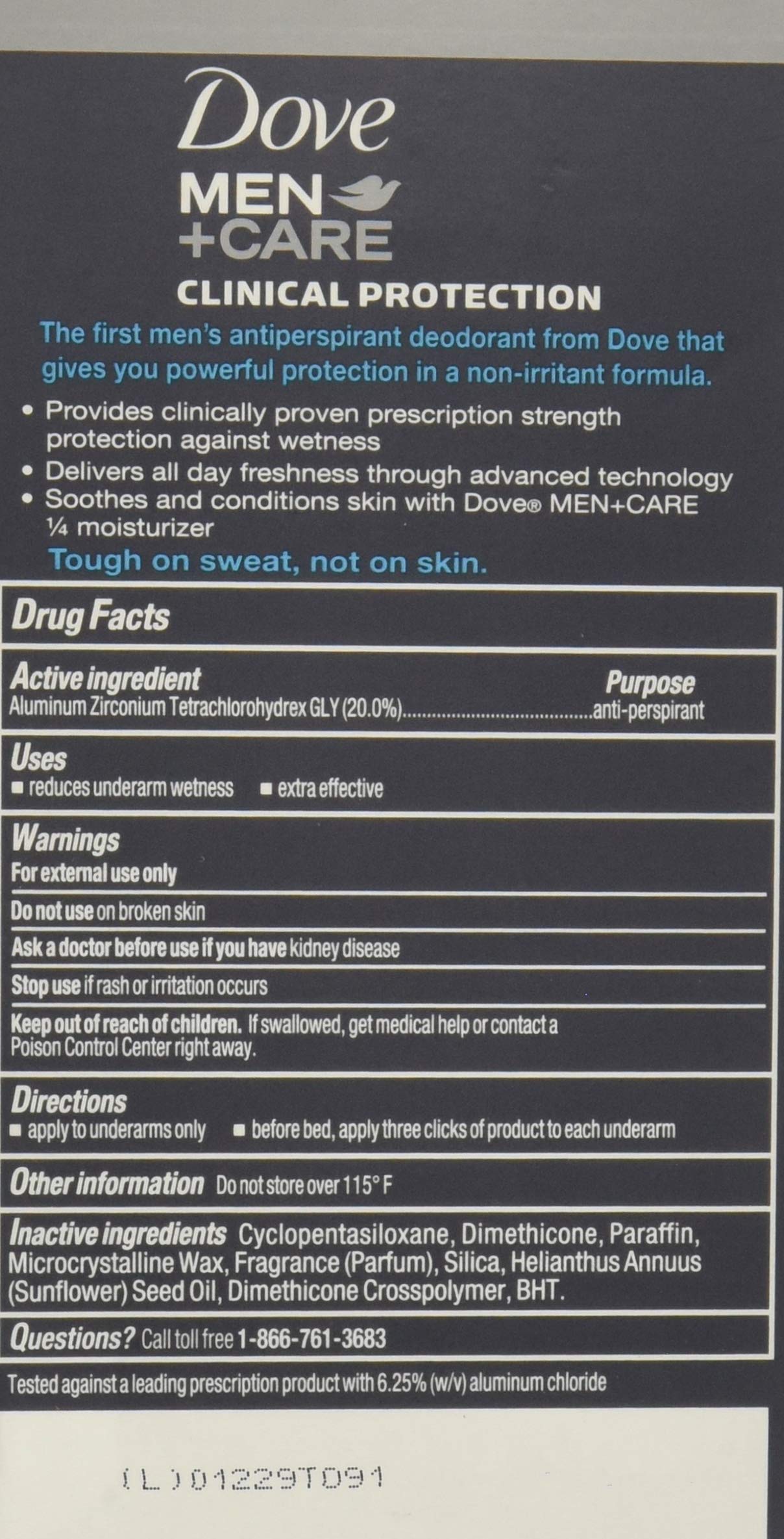 Dove Men+Care desodorante 96H empaque muestra protección confiable para la jornada.