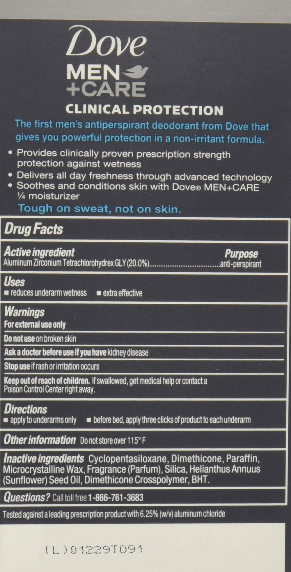 Dove Men+Care desodorante 96H empaque muestra protección confiable para la jornada.