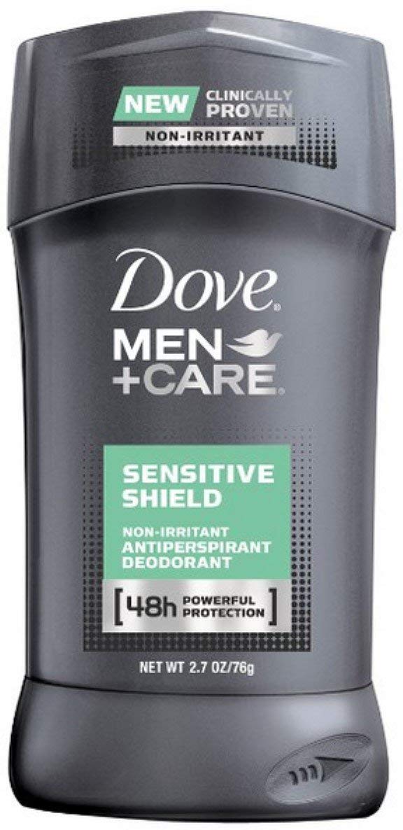 Dove Men+Care Sensitive Shield, barra desodorante, protección duradera para piel sensible.