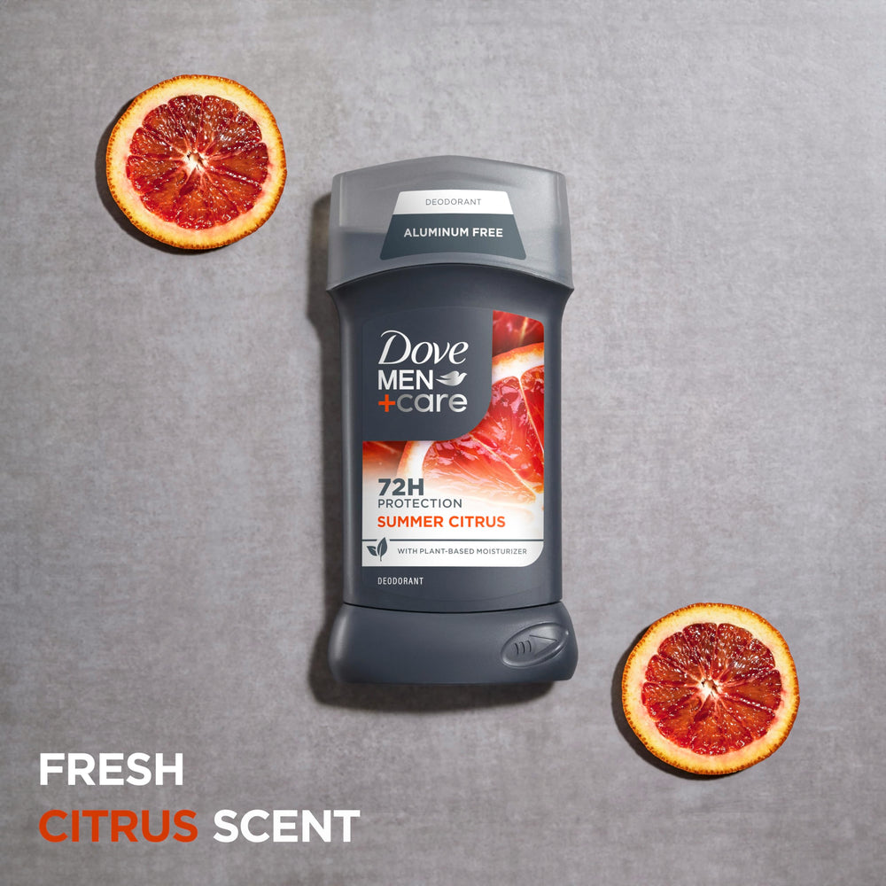 Desodorante Dove Men+Care con aroma cítrico fresco para refrescar.