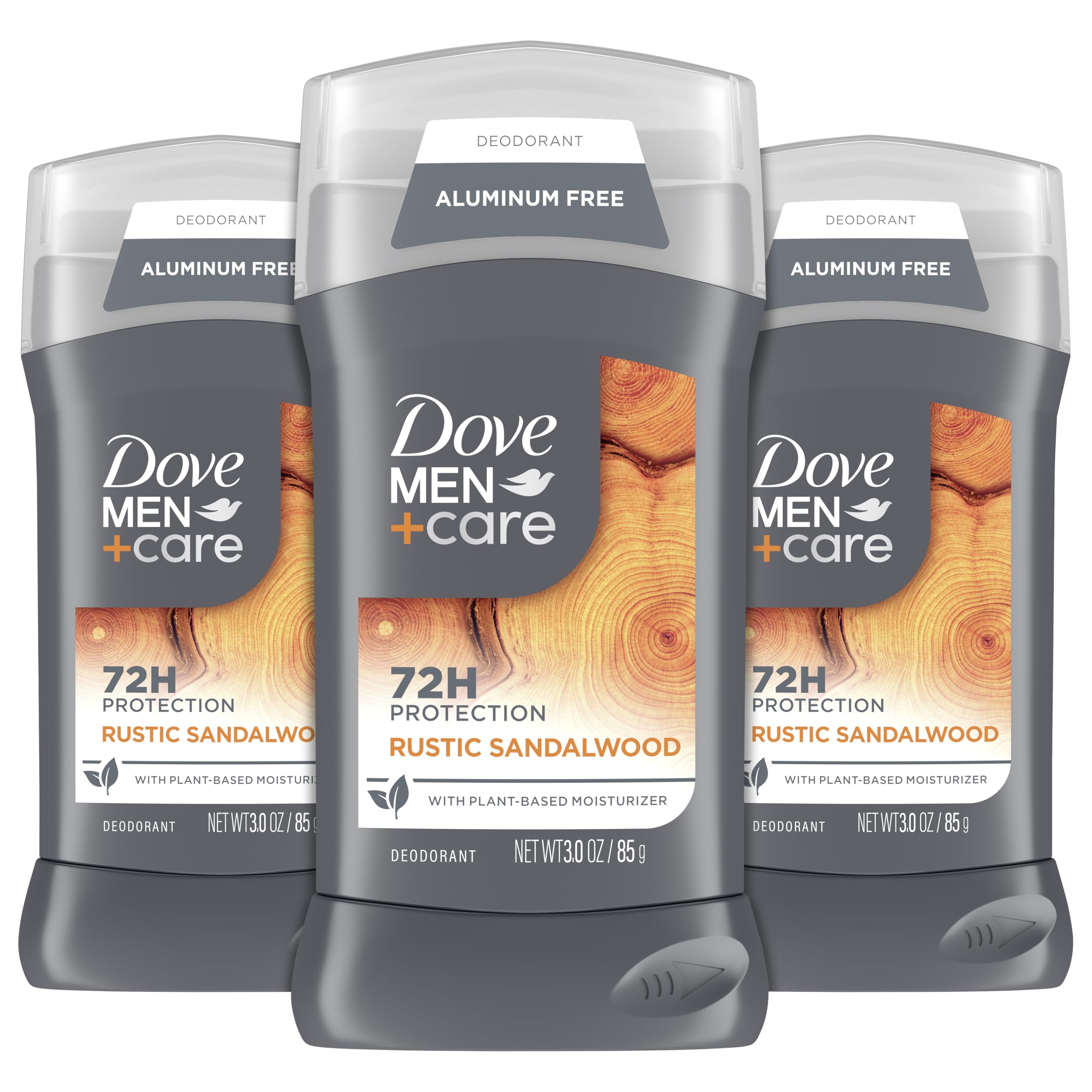DOVE MEN+CARE desodorante barra sin aluminio con aroma a sándalo rústico para uso diario