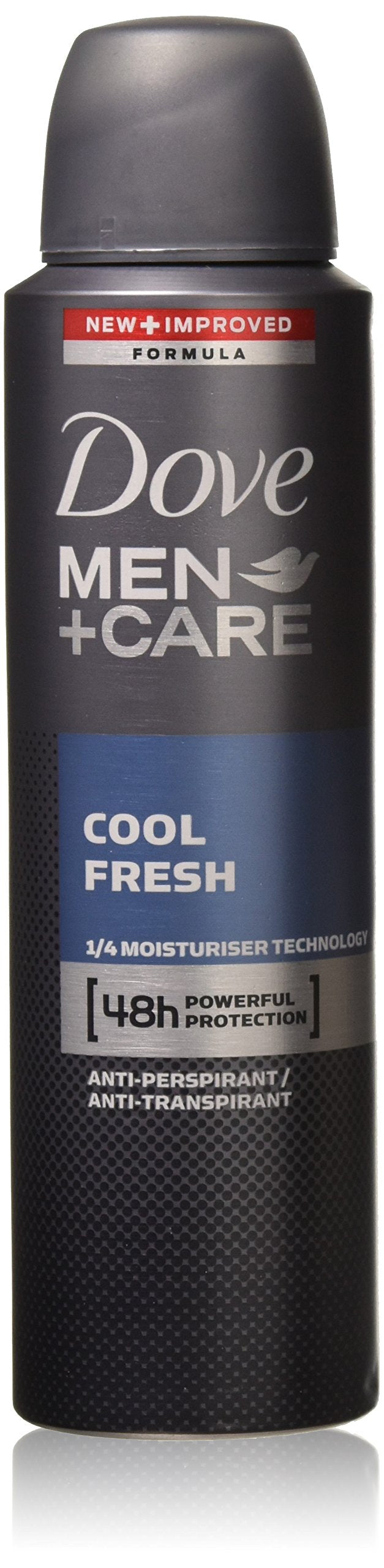 Dove Men + Care Cool Fresh desodorante en spray en botella para control del sudor diario.