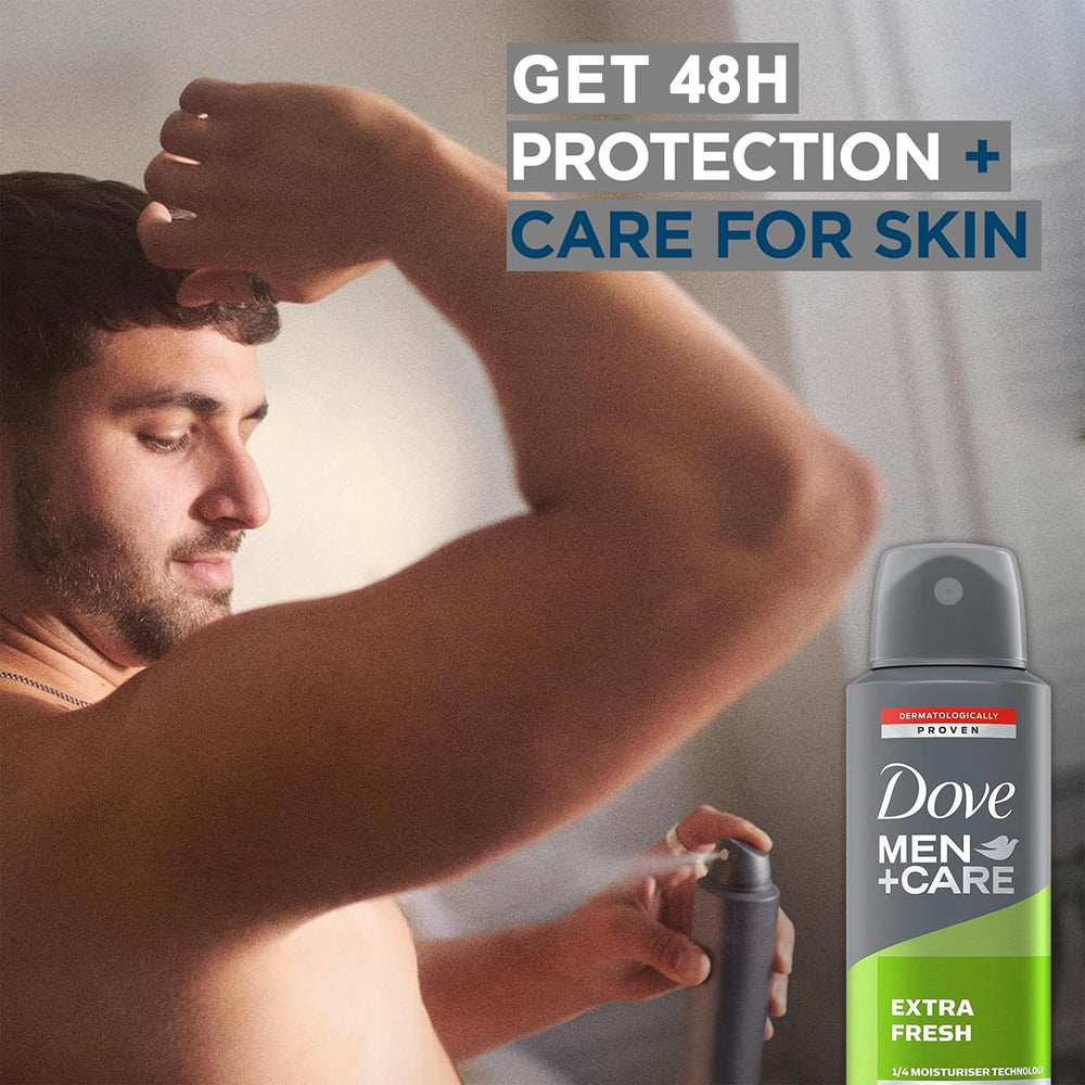 Dove Men+Care Extra Fresh, textura hidratante para piel suave tras la aplicación.