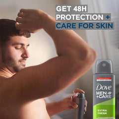 Dove Men+Care Extra Fresh, textura hidratante para piel suave tras la aplicación.