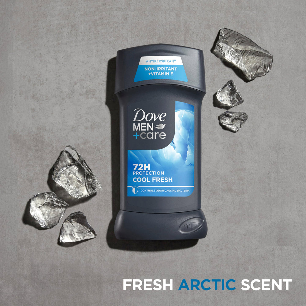 Dove Men+Care fórmula con una cuarta parte de crema hidratante para axilas más suaves.
