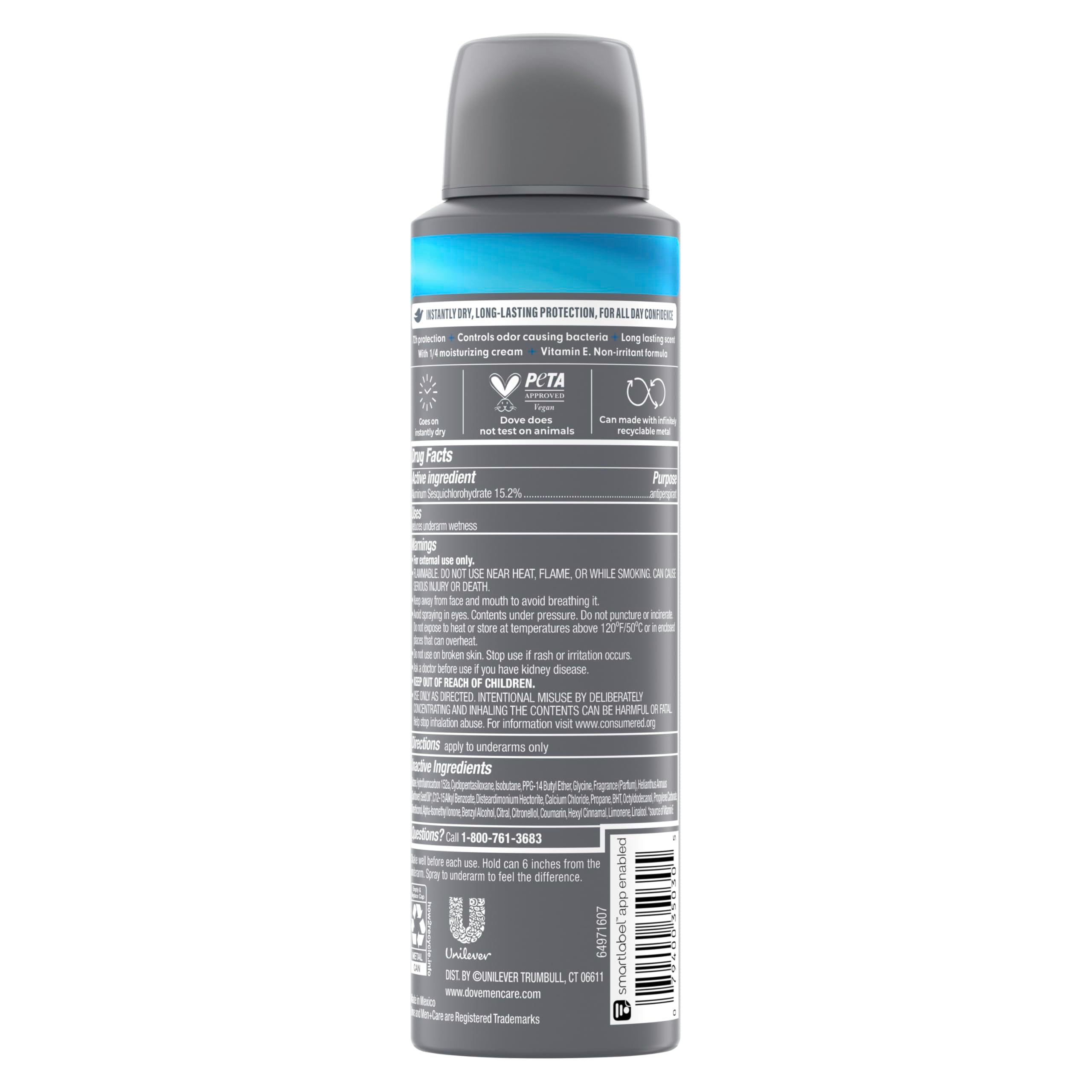Fragancia sutil Dove Men+Care que dura todo el día
