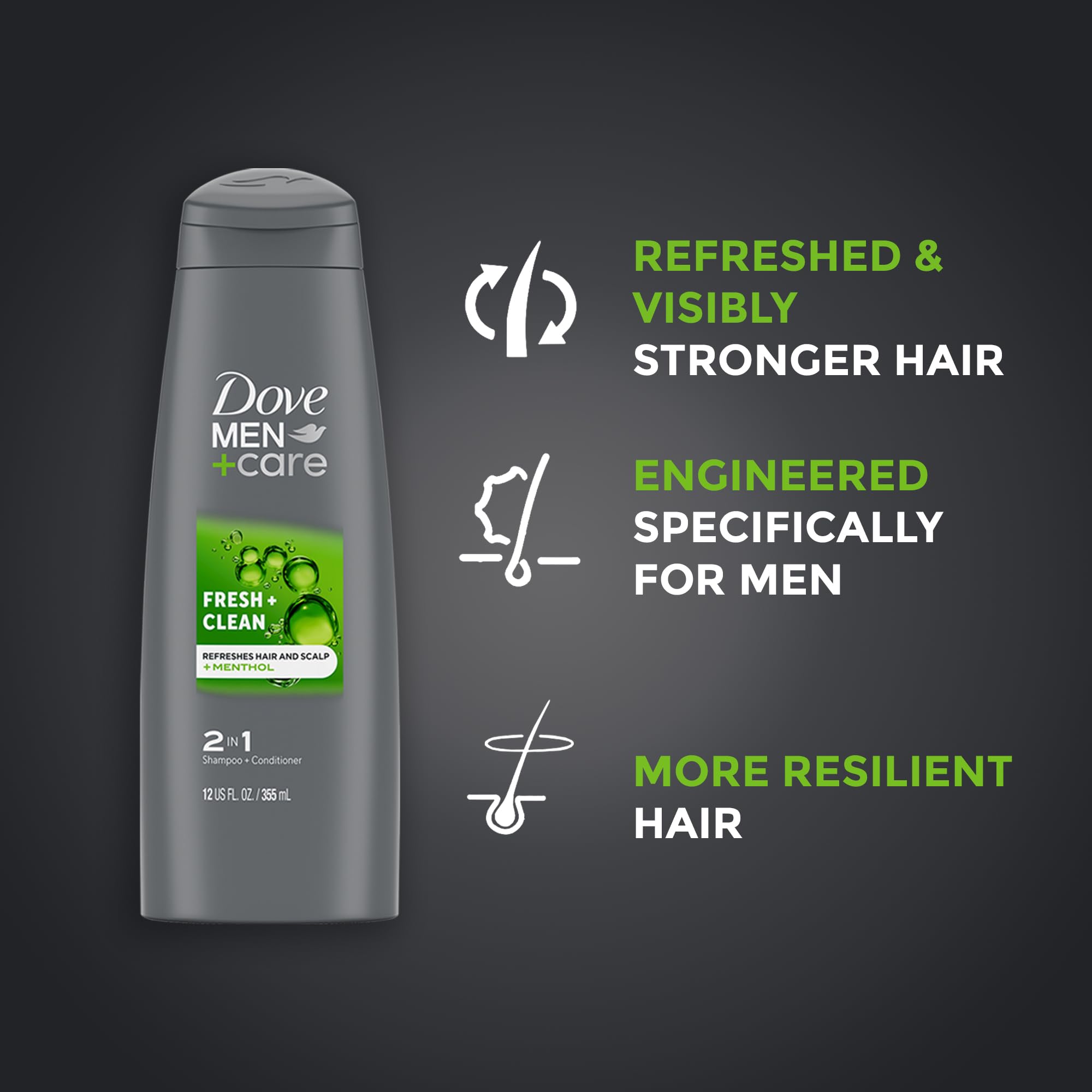 Dove Men+Care 2 en 1 shampoo y acondicionador 12oz: cabello limpio y listo