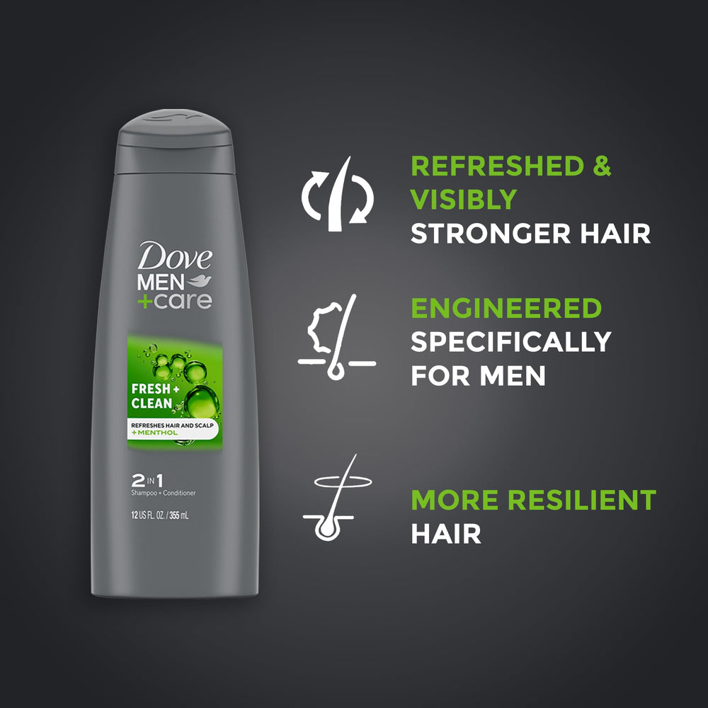 Dove Men+Care 2 en 1 shampoo y acondicionador 12oz: cabello limpio y listo