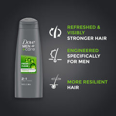 Dove Men+Care 2 en 1 shampoo y acondicionador 12oz: cabello limpio y listo