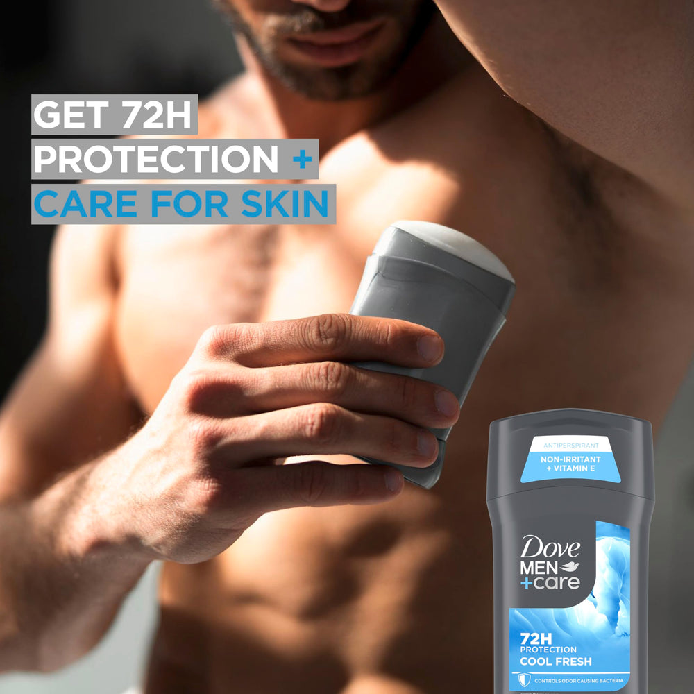 Dove Men+Care tecnología triple defensa para protección y frescura duraderas.