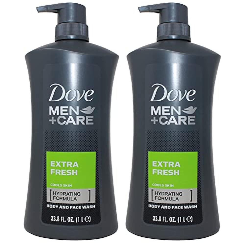 Dove Men+Care Extra Fresh, vertido del gel para limpieza suave en piel masculina.