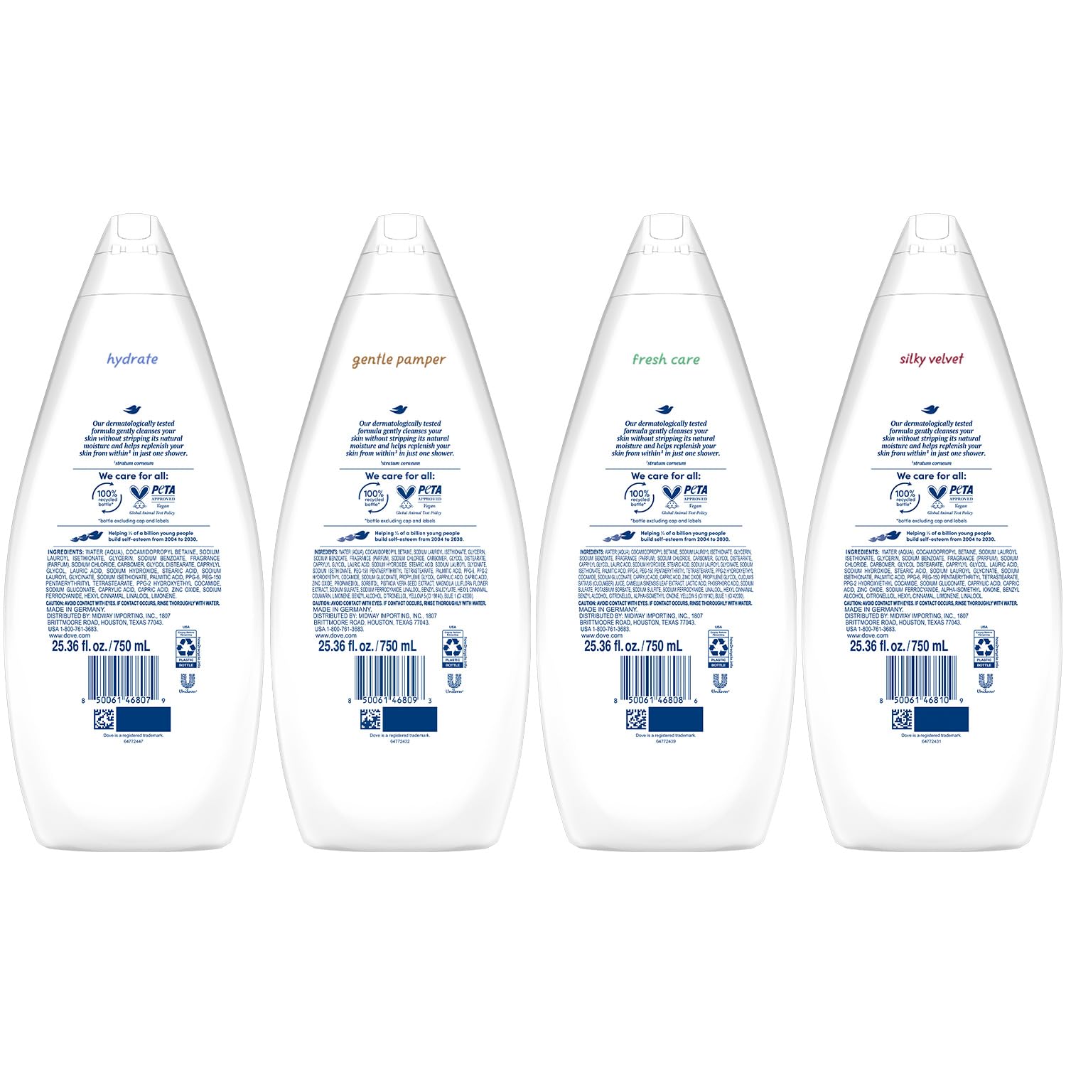Dove Mimo Suave: botella grande ideal para una ducha delicada.