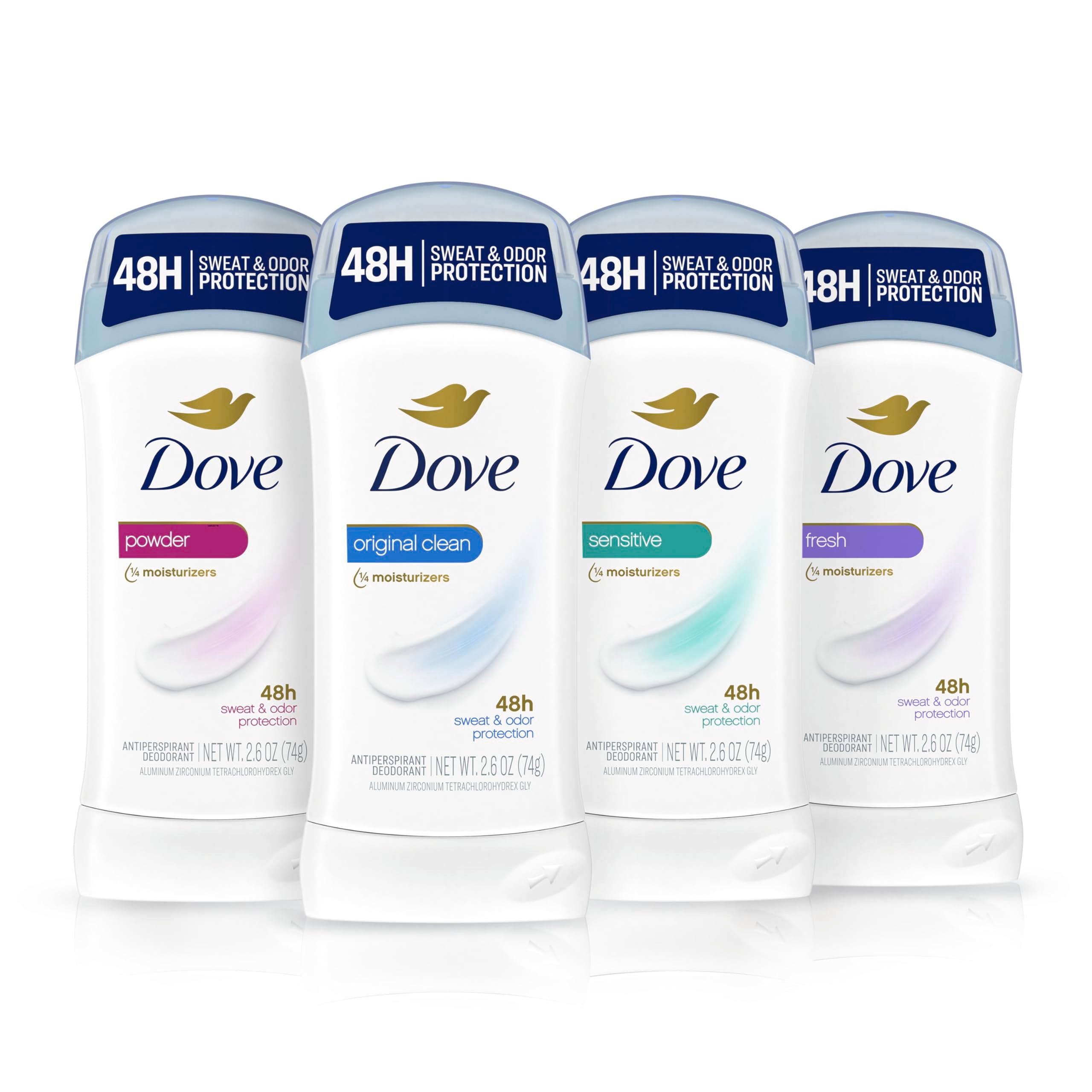 Protección antitranspirante de Dove durante todo el día sin manchas