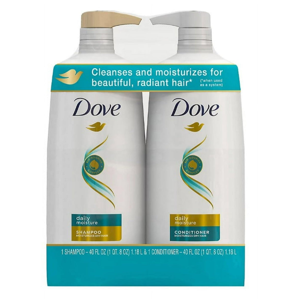 Dove Shampoing Daily Moisture avec pompe, cheveux hydratés et démêlés plus facilement.