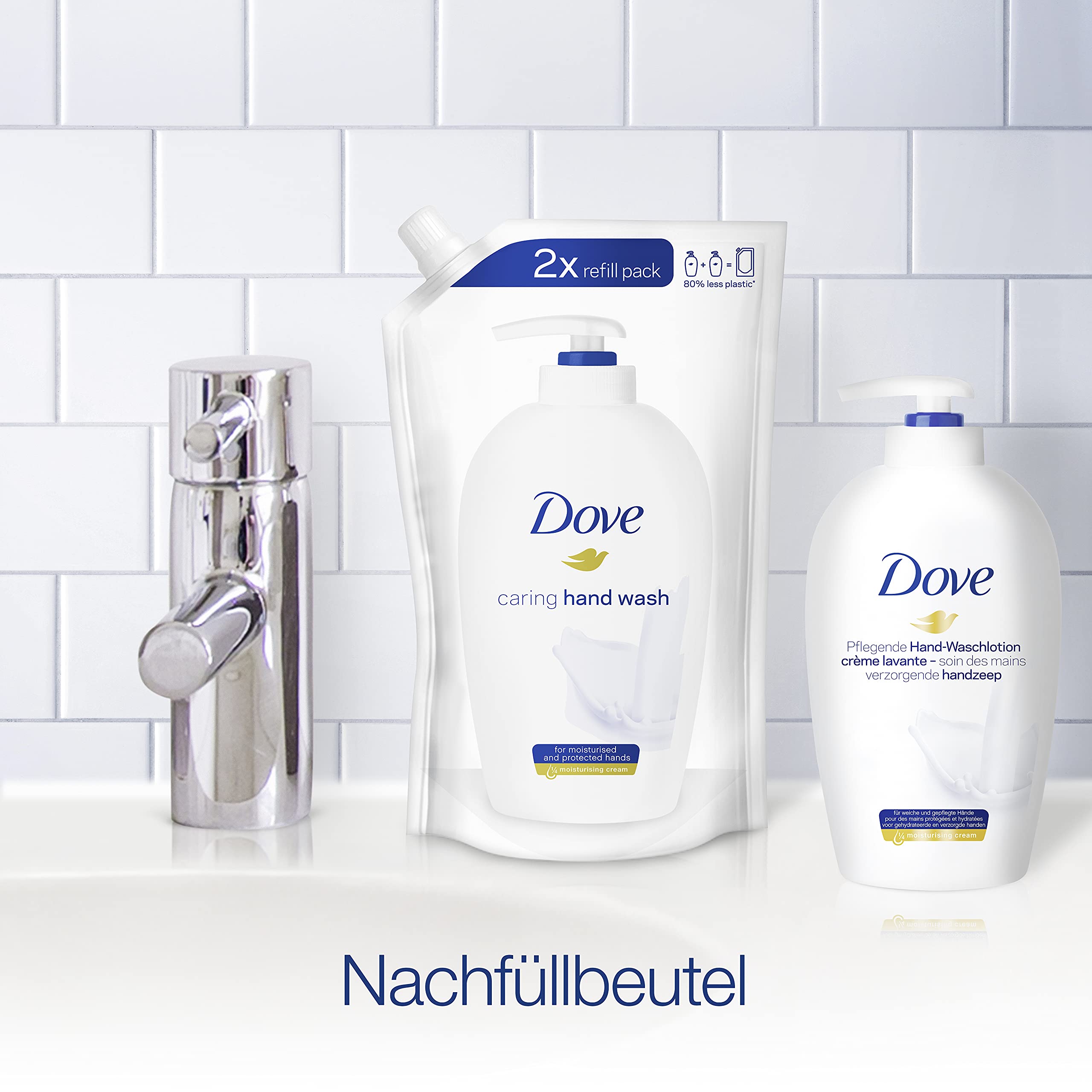 Dove recarga textura cremosa para un lavado cómodo.