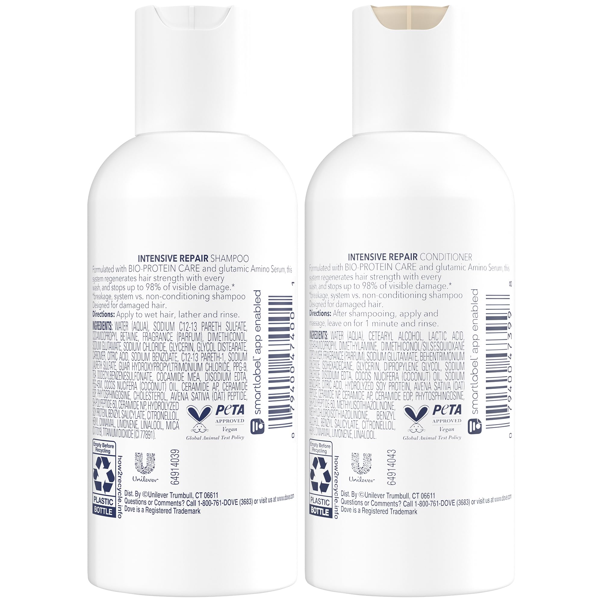 Acondicionador Dove Travel Essentials en envase 3oz, reparación suave para puntas.