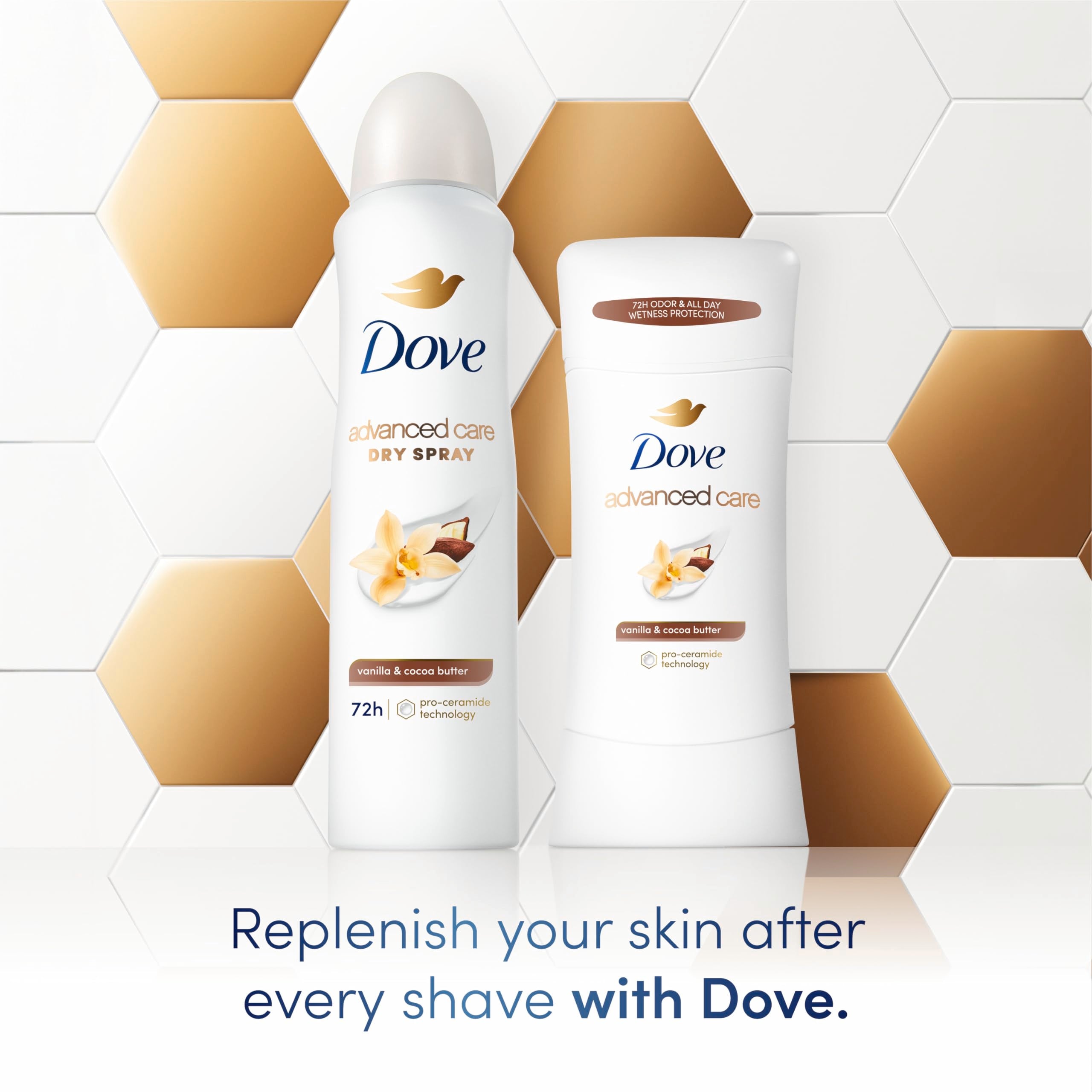 Dove Vanilla & Cocoa Butter fragrance close-up with warm notes