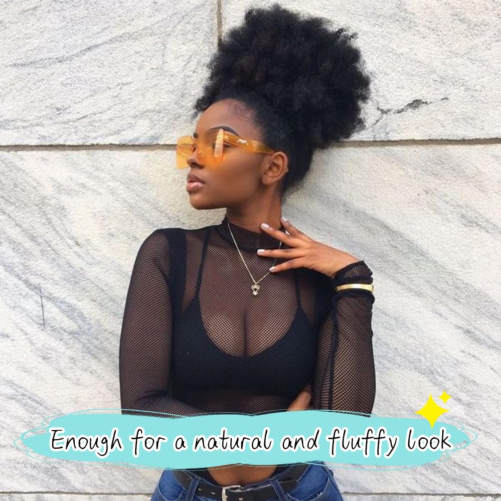 Doxken Afro Puff con clip y cordón, fácil de colocar