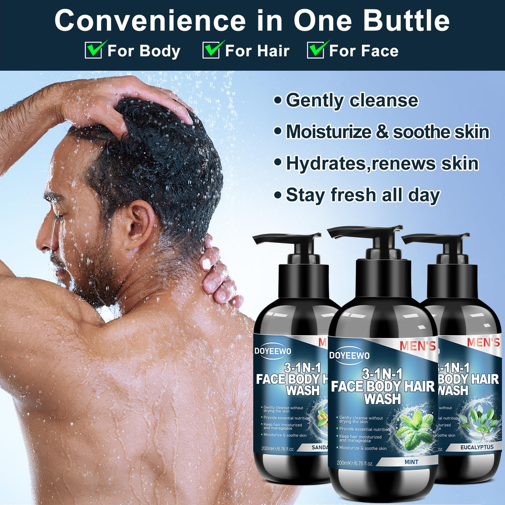 DOYEEWO lavado 3 en 1 para rostro, cuerpo y cabello.