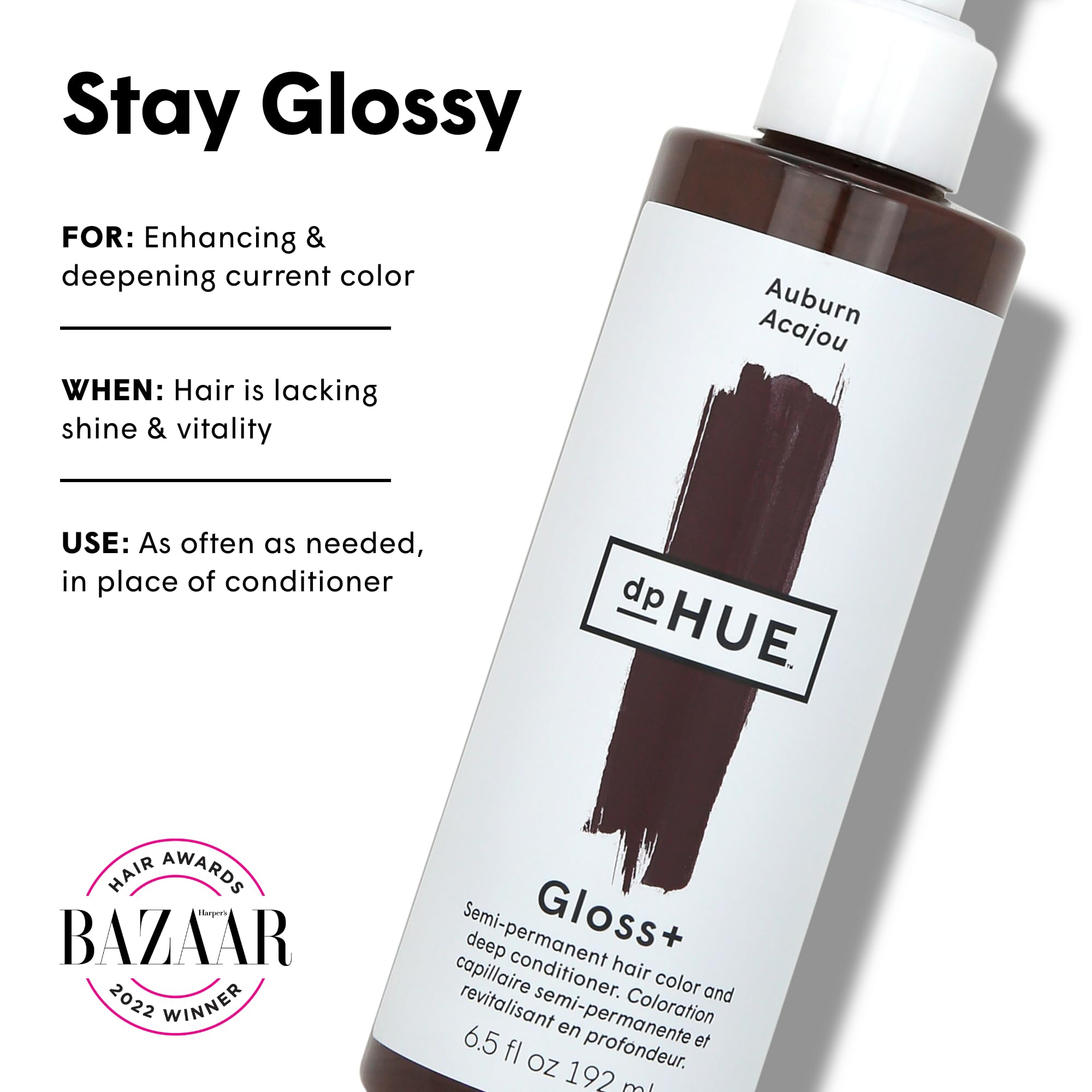 dpHUE Gloss+ Auburn: aplicación en cabello húmedo mostrando proceso sencillo