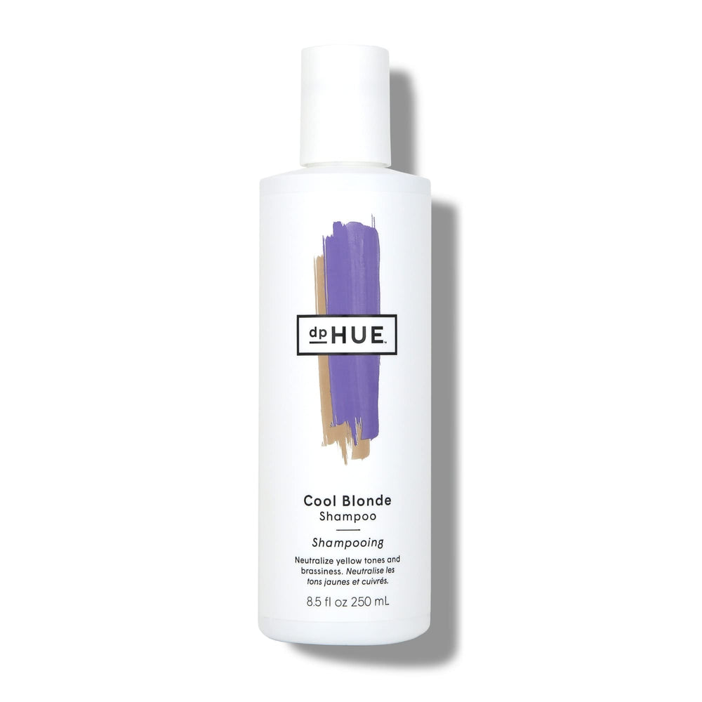 Champú dpHUE Rubio Frío con pigmentos morados neutraliza tonos amarillos del cabello.