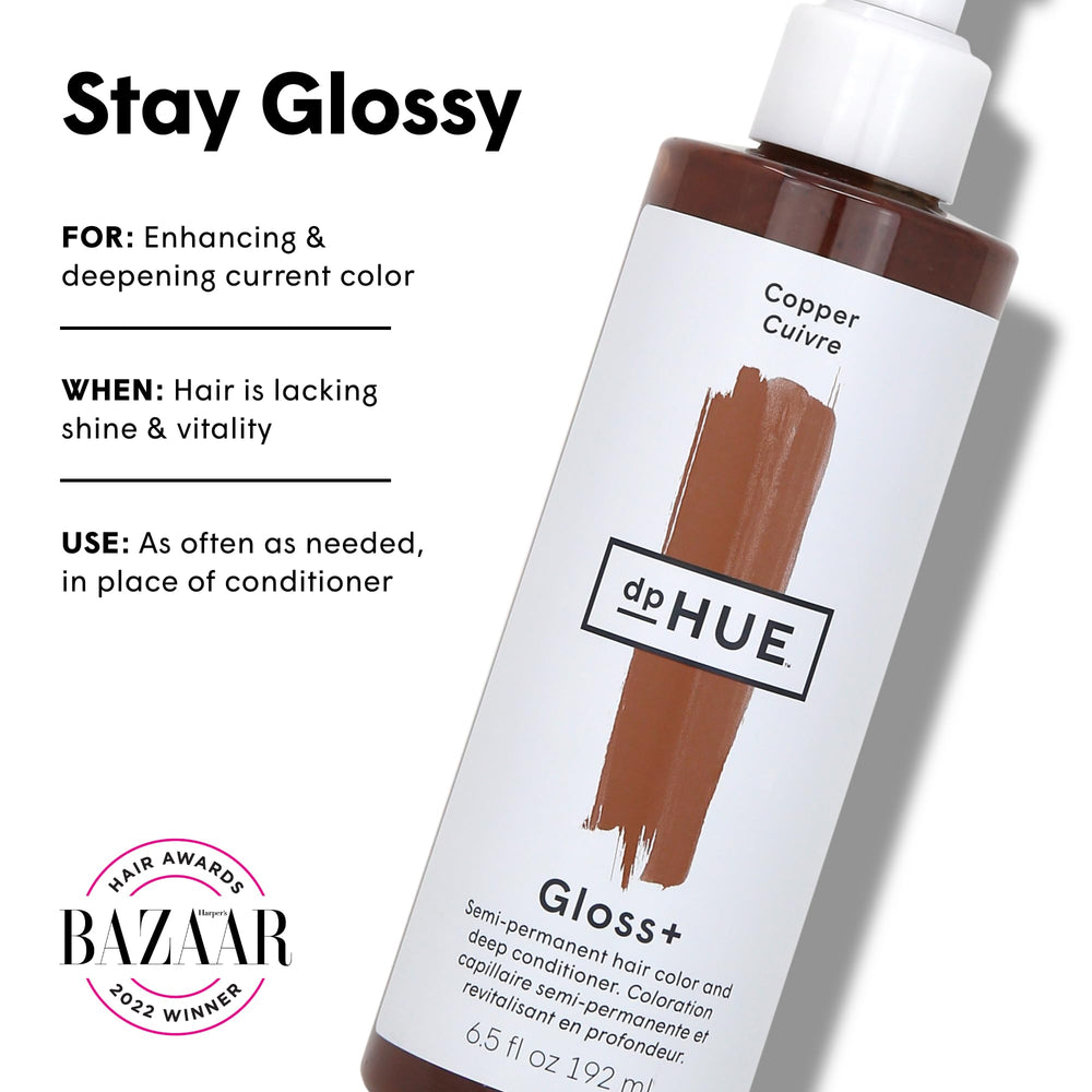 dpHUE Gloss+ Cobre: aplicación en cabello para realzar color y brillo.