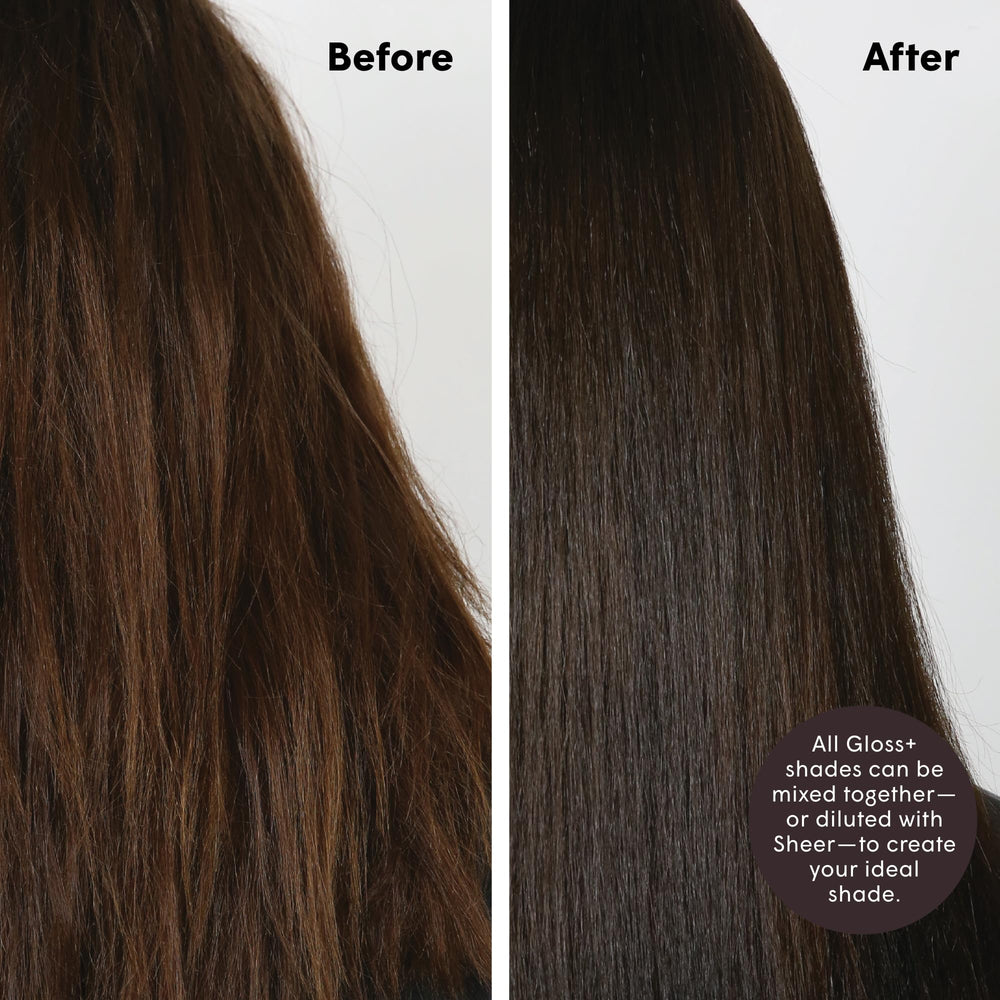 dpHUE Gloss+ aplicación en cabello, color temporal y suavidad.
