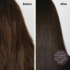 dpHUE Gloss+ aplicación en cabello, color temporal y suavidad.