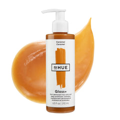 dpHUE Gloss+ Caramel - botella frontal, tono cálido para rubios oscuros con brillo suave.