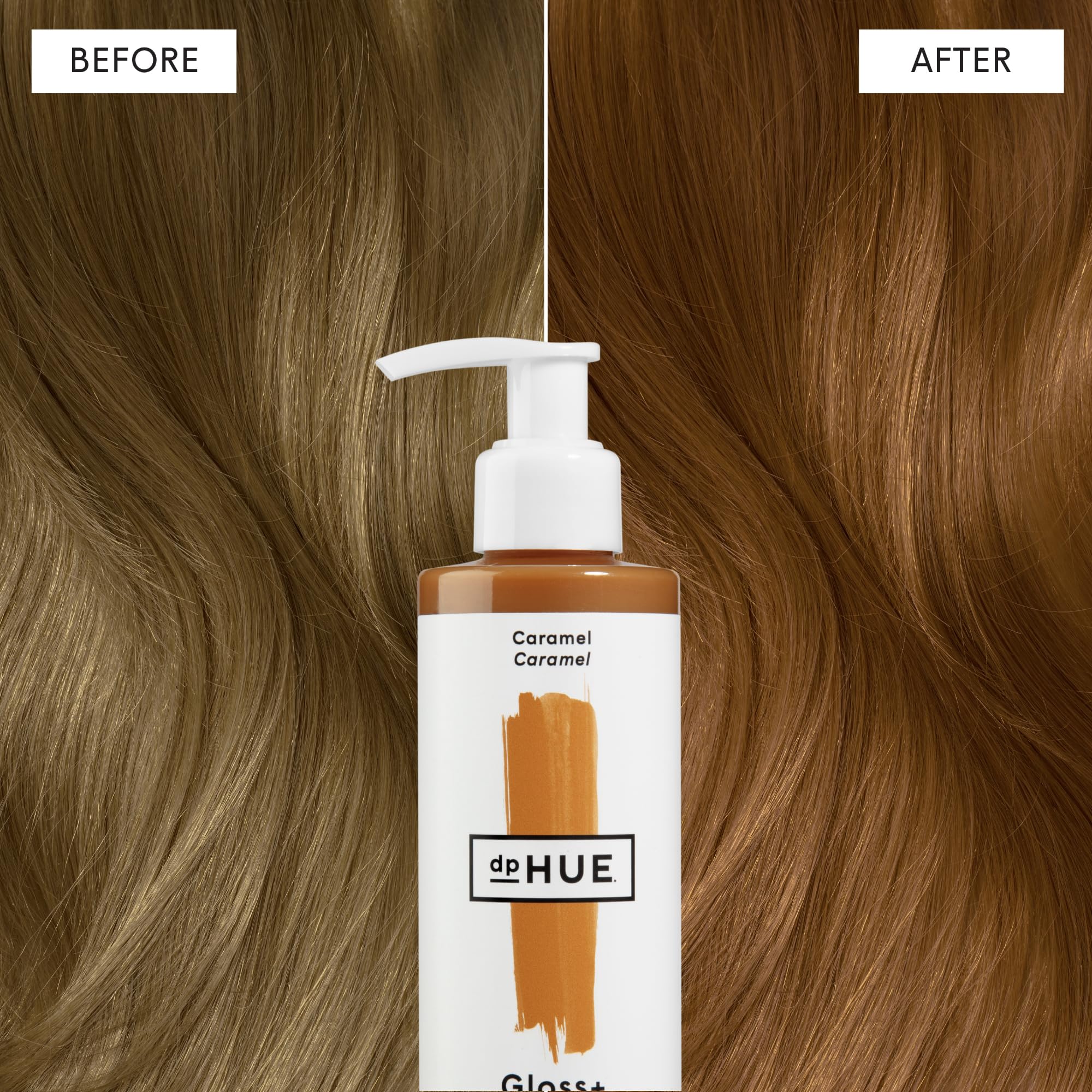 dpHUE Gloss+ Caramel - resultado brillante y cálido en rubio oscuro.