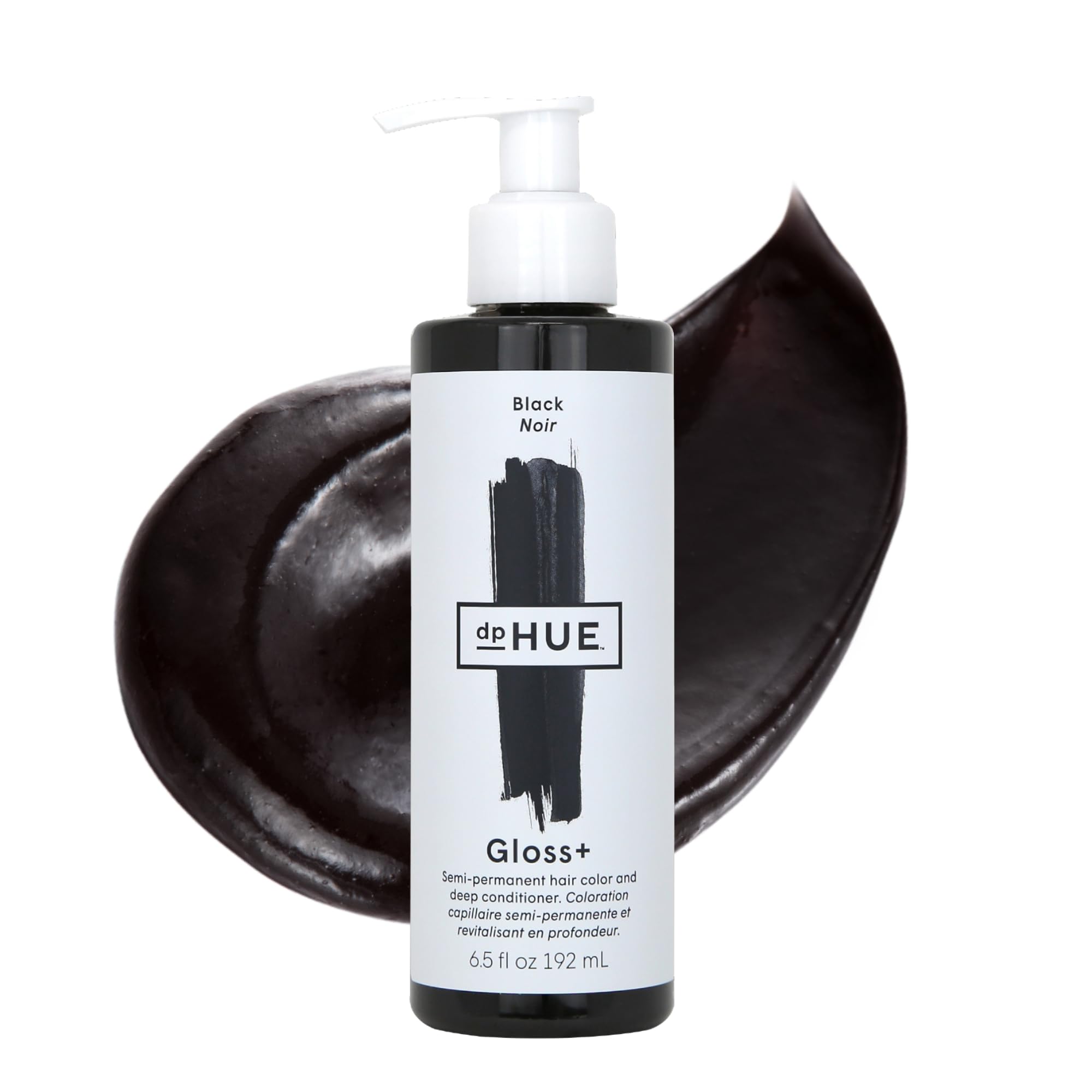 dpHUE Gloss+ negro, bote de color, aplicación fácil para brillo y suavidad.