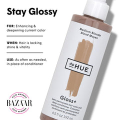 dpHUE Gloss+ Rubio Medio, aplicación rápida para realzar color y suavidad del cabello