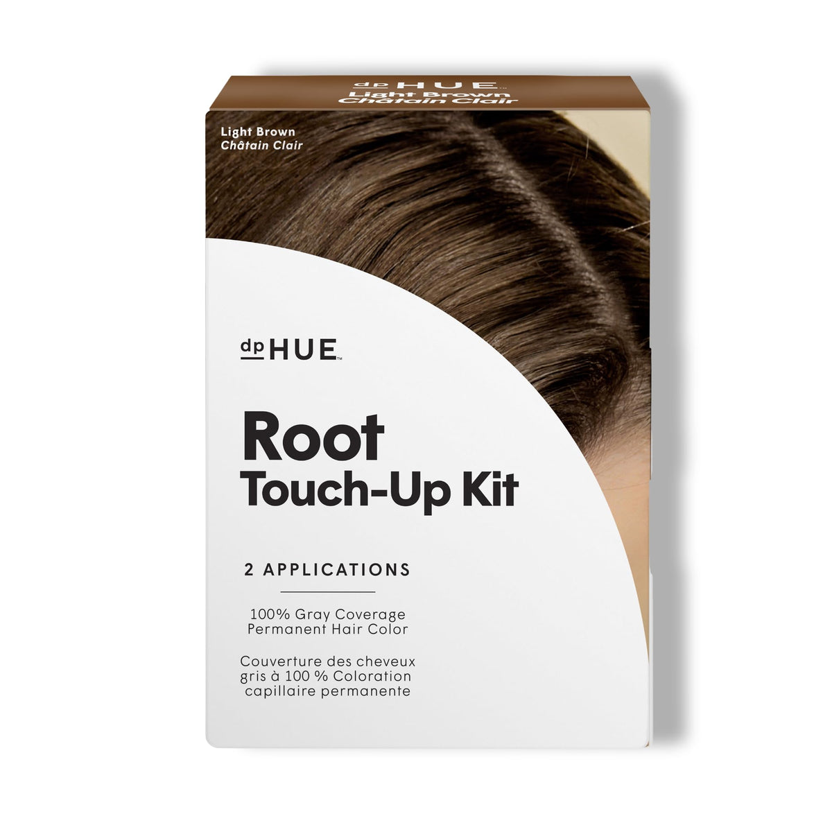 dpHUE kit de retoque de raíces marrón claro para cobertura de canas en casa