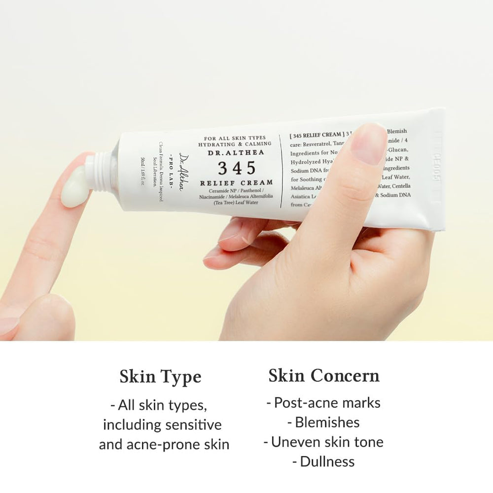 Rutina diaria con Dr.Althea 345 Relief Cream para piel sensible.