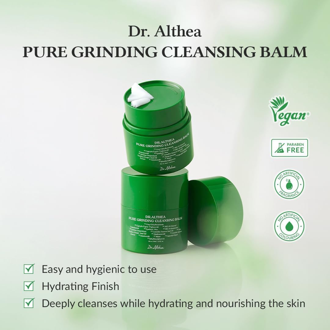 Dr.Althea Pure Grinding Cleansing Balm removes sunscreen and makeup in one gentle sweep.