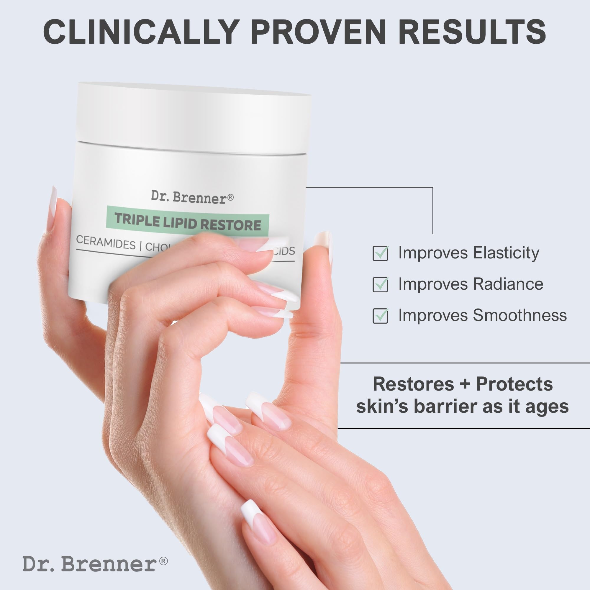 Dr. Brenner Triple Lipid Restore aplicación rostro facilita cuidado diario.