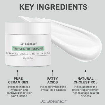 Dr. Brenner Triple Lipid Restore textura-ligera se absorbe rápido para piel suave.