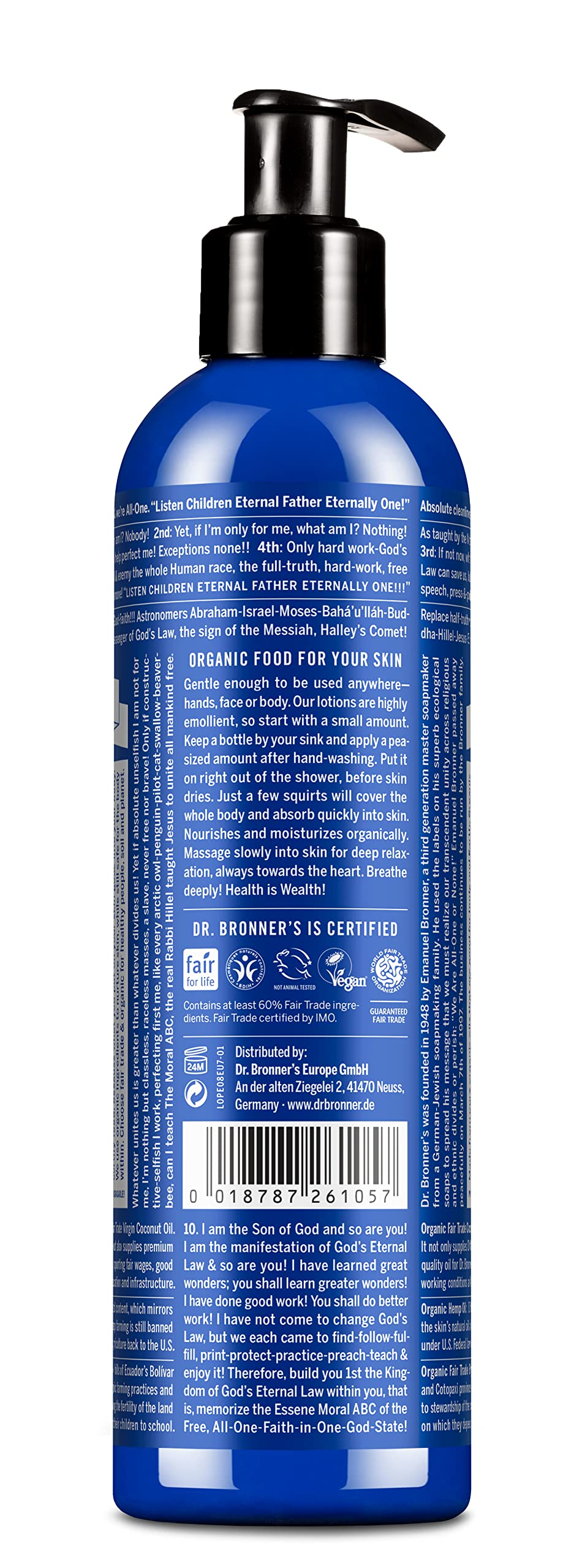 Textura suave de Dr. Bronner's loción de menta para piel sedosa