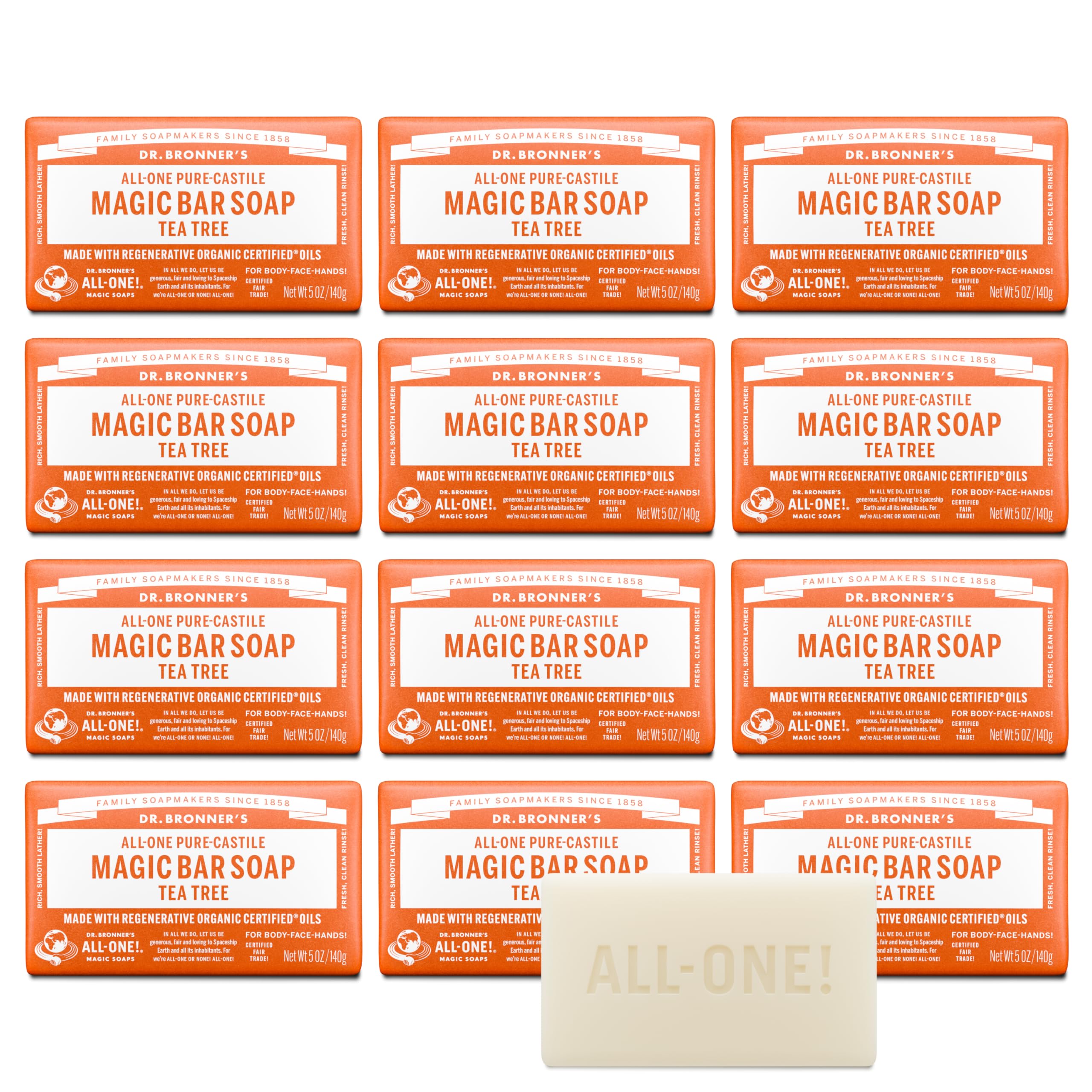 Dr. Bronner's barra de árbol de té para limpieza facial suave.