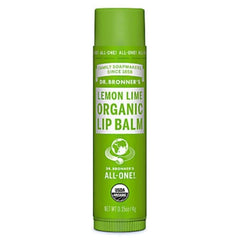 Dr. Bronner's bálsamo labial limón lima para hidratación suave y aroma cítrico.