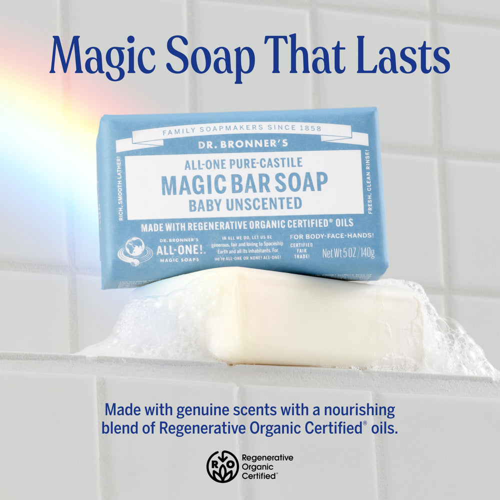 Dr. Bronner's barra castilla con espuma abundante para limpieza corporal