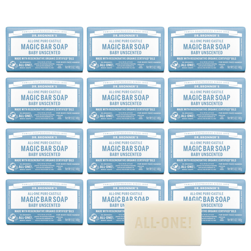 Dr. Bronner's barra mágica para bebé, sin fragancia, suave con piel sensible