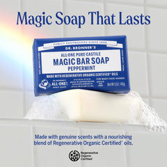 Dr. Bronner's barra menta para ducha corporal con espuma rica