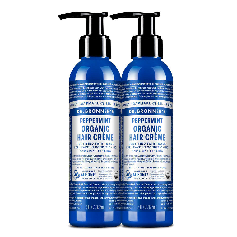 Dr. Bronner's crema capilar orgánica con menta para brillo suave y manejo